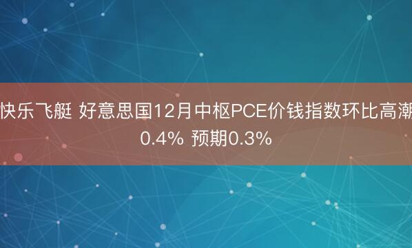 快乐飞艇 好意思国12月中枢PCE价钱指数环比高潮0.4% 预期0.3%